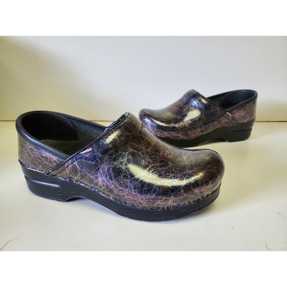 DANSKO Professional Lightning Multi Color Patent Leather Clogs Shoes Size 37 - Picture 2 of 10
